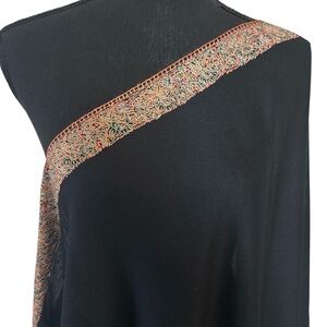 Hand Embroidered Pashmina Shawl, Unisex Kashmir Design,Size: 45 inches x 88 inch